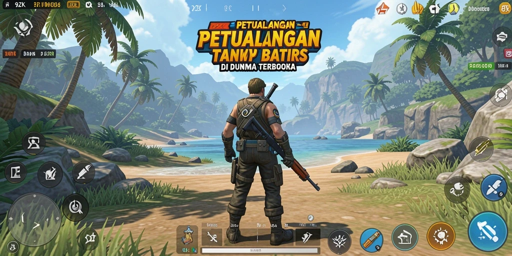 Screenshot gameplay <strong>9ZK</strong> menunjukkan eksplorasi luas dunia terbuka.