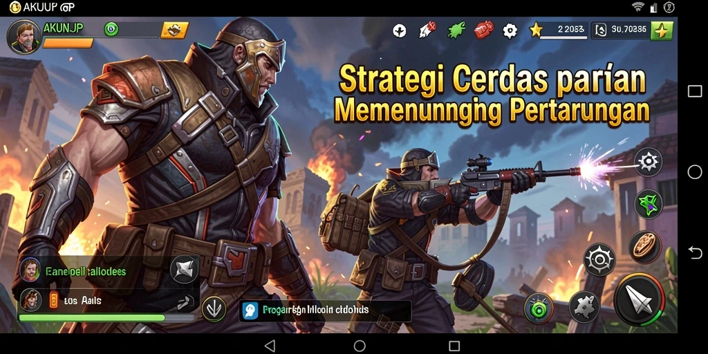 Tampilan gameplay yang mendebarkan dalam pertempuran strategi AKUNJP.