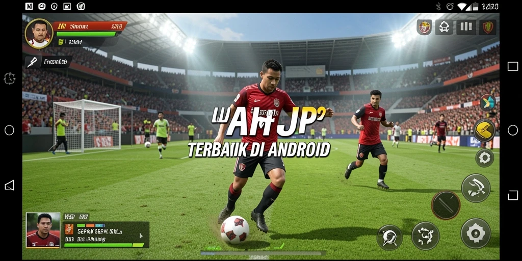 Tampilan gameplay mendebarkan dalam permainan sepak bola HARAPJP.