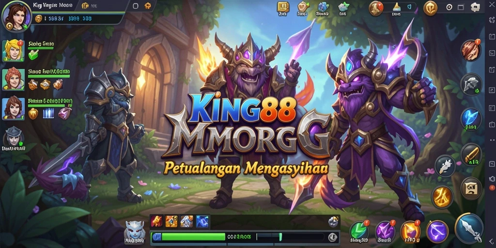 Screenshot gameplay KING88 menampilkan pertarungan epik dan eksplorasi dunia.