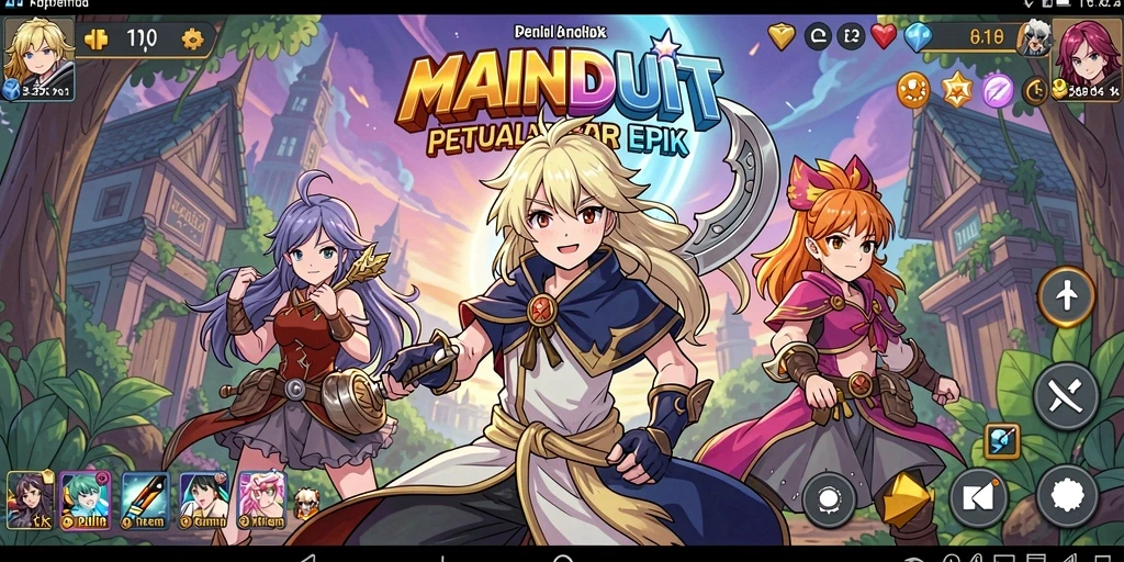 Tampilan gameplay seru di dunia Anime yang menakjubkan.