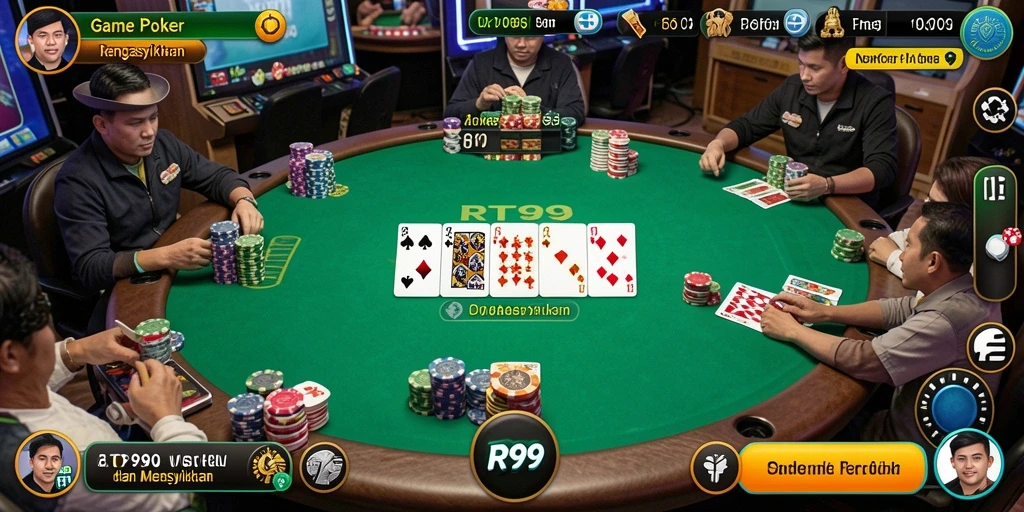 Tampilan gameplay menarik dari RT99 yang memanjakan para pecinta Poker.